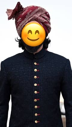 Amir Adnan Black Sherwani with Kulla