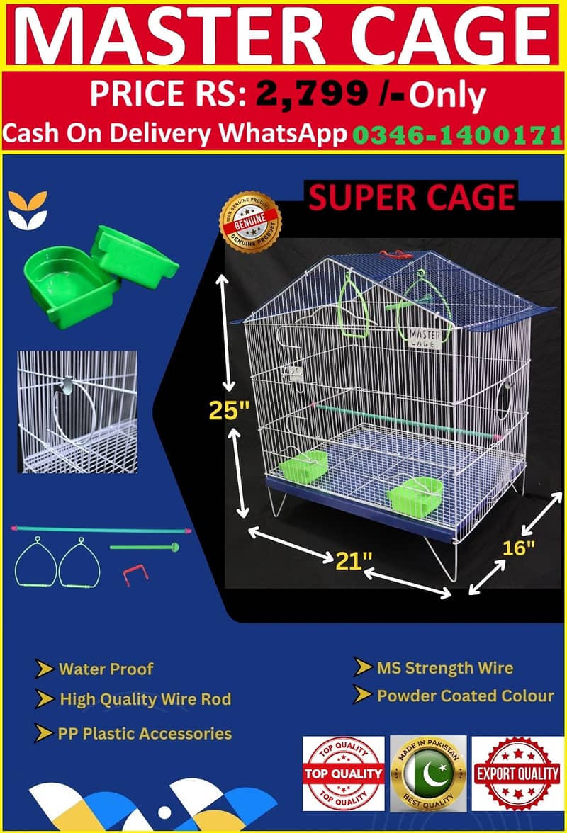 Bird Cage Pinjra Parrot Bajri Australian Tota Pahari Raw Green Cat Dog 8