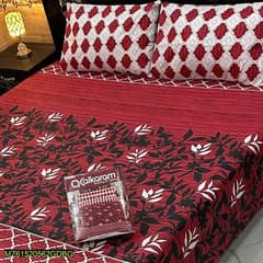 3 Pcs Cotton Salonica Printed Double Bedsheet