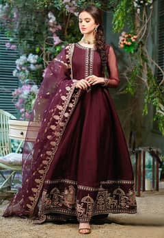 Neck, Sleeves & Daman Embroidered Maxi with Emb Dupatta 3Pcs