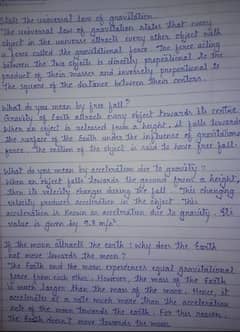 handwriting assignment work