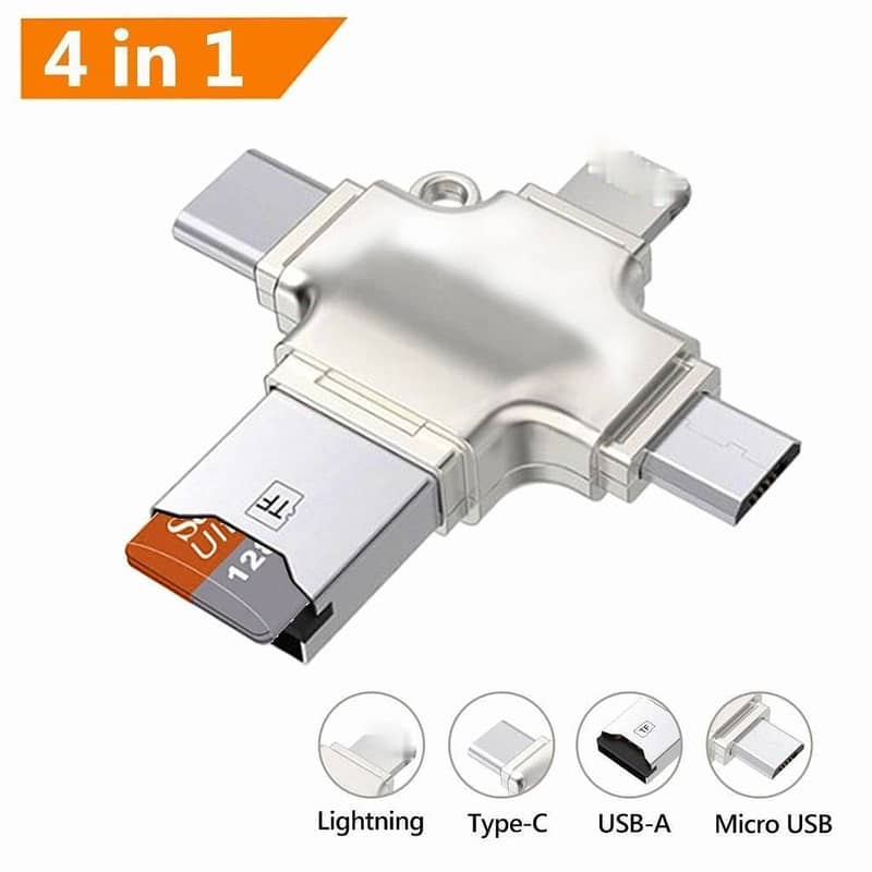 4 In 1 Memory Card Reader OTG Adapter For IPhone Android Windows 1