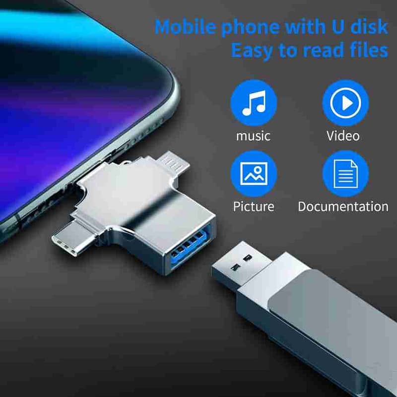 4 In 1 Memory Card Reader OTG Adapter For IPhone Android Windows 2