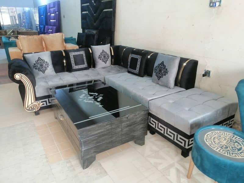 L shape sofa / corner sofa / six seater / velvet sofa / Sofa for sale 4