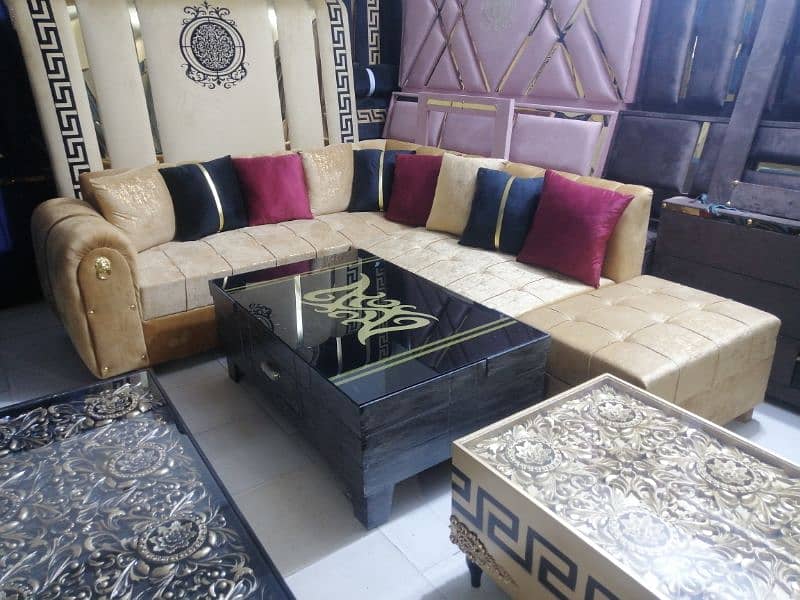 L shape sofa / corner sofa / six seater / velvet sofa / Sofa for sale 7