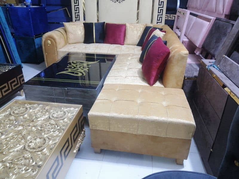 L shape sofa / corner sofa / six seater / velvet sofa / Sofa for sale 8