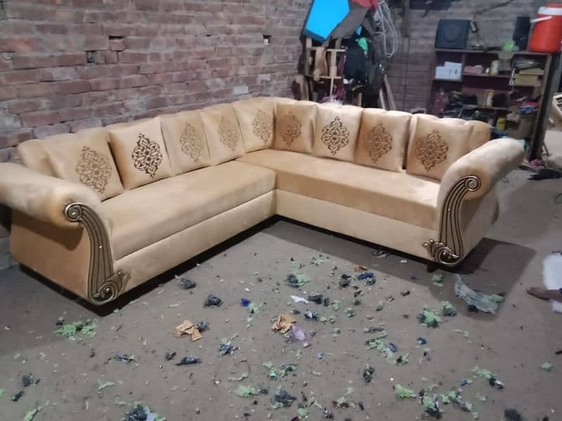 L shape sofa / corner sofa / six seater / velvet sofa / Sofa for sale 17