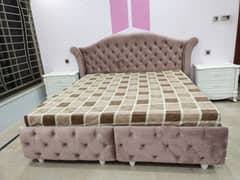 9/10 condition bed + side tables + mattress for sale