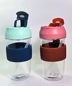 Plastic Short Bottle for sports 500ml Double-Opening Sipper with Straw 3