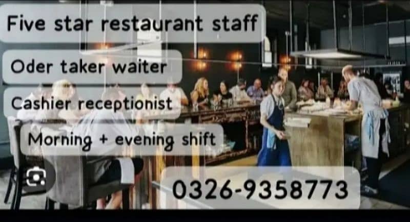 restaurant staff required oder taker cashier sales man required 0