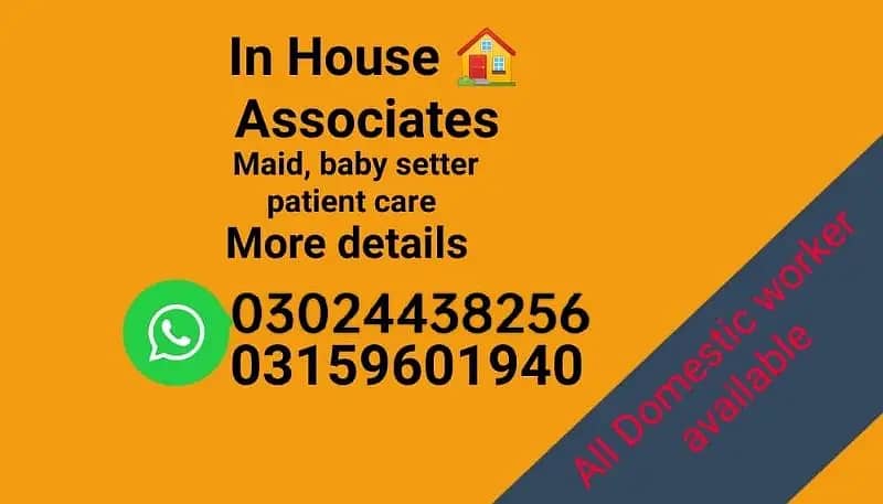 House maid , Maids , Baby Sitter , Chef , Cook , Patient Care, Couple, 0