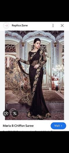 maria B Luxury Formal Heavy and full Embroidered black sari