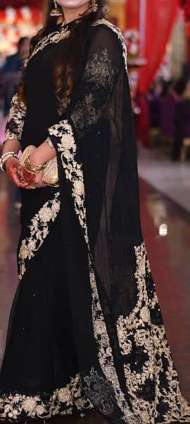 maria B Luxury Formal Heavy and full Embroidered black sari 0