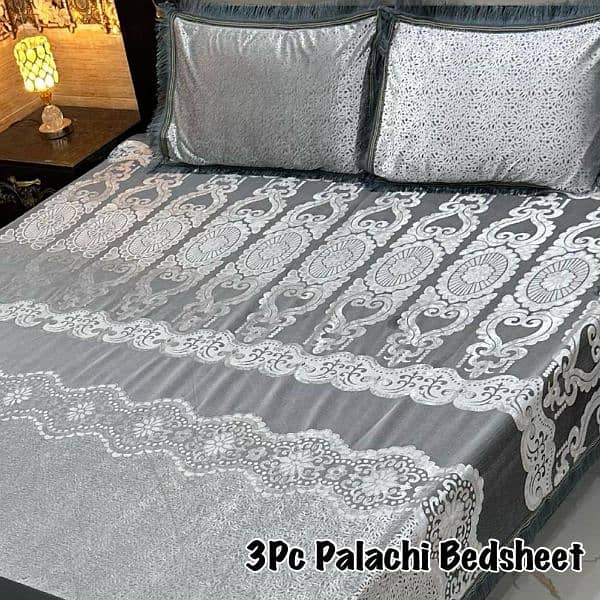 3 PCs palachi embossed double bed sheets 1