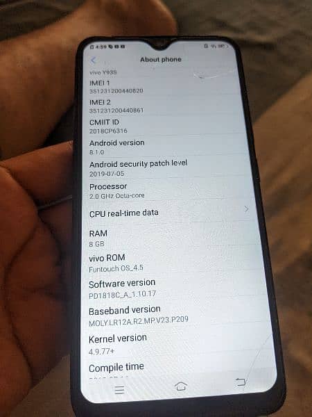 vivo y93s ram 8 gb ROM 256 gb 1