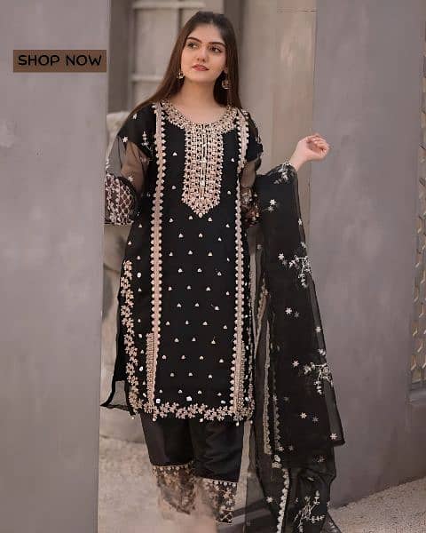 3PCs Women Stitched Embroidered Suit 1