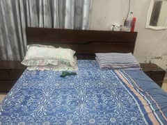 wooden bed with side tables for sale