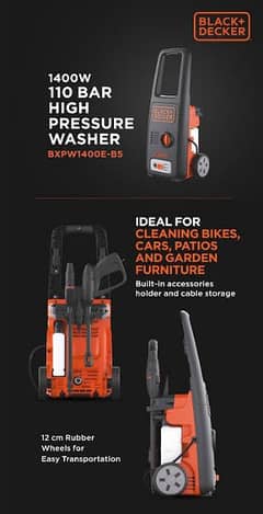 Black & Decker Imported Pressure Washer 1400W / 110 BAR High Pressure