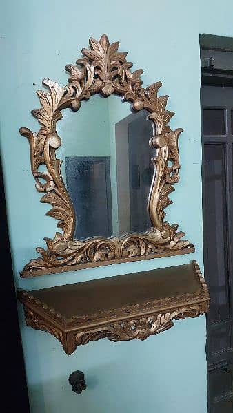 pure sheesham wood jhroka mirror with rack 2