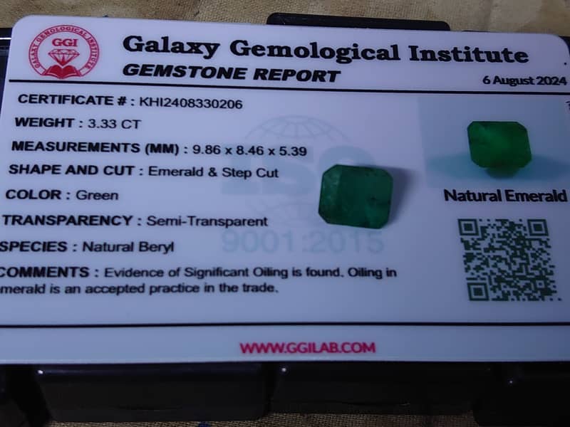 Emerald Real 100%orignal with certificat 1