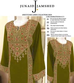 2 pcs women's unstitched lawn Embroidered suit