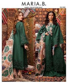 3 Pcs Women's Unstitched Lawn Embroidered Suits 0