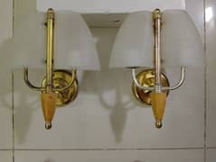 2pcs Used Wall lights with glass shades (2x E27 holders in each light)