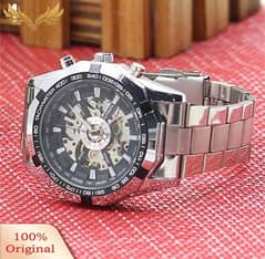 Men Hand-Winding Skeleton Automatic Mechanical Stainless Steel watch 0