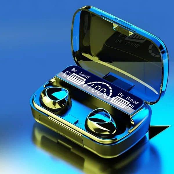 M10 digital display case ear buds, black stock available. 2