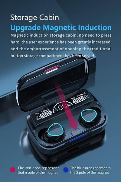 M10 digital display case ear buds, black stock available. 3