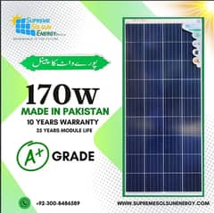 170W - A GRADE - 10 YEARS REPLACEMENT WARRANTY - SUPREME SOLSUN BRAND