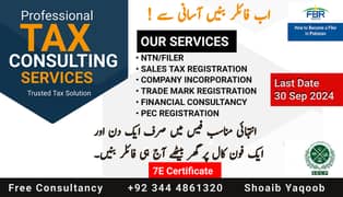 Tax Consultant,Tax filing services,Company Registration services,NTN