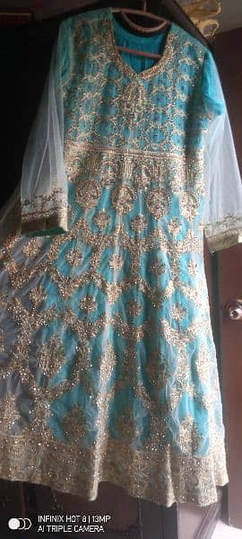 beautiful maxi in ice blue color with embroided dubata n back 4