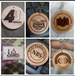 Wooden keychains Promotional with Logo and text engraving