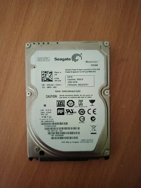 500gb Laptop HDD Seagate 7200 rpm 100 health 0