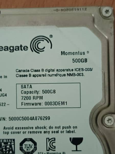 500gb Laptop HDD Seagate 7200 rpm 100 health 1