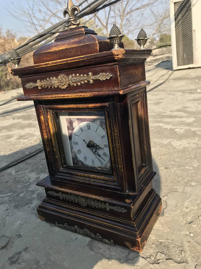 Antique Vintage Table Clocks Old Wooden Brass 0