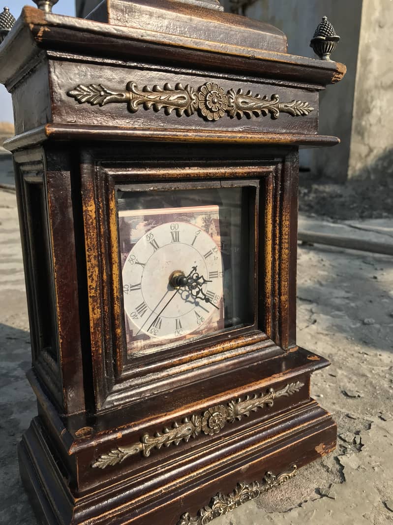 Antique Vintage Table Clocks Old Wooden Brass 1