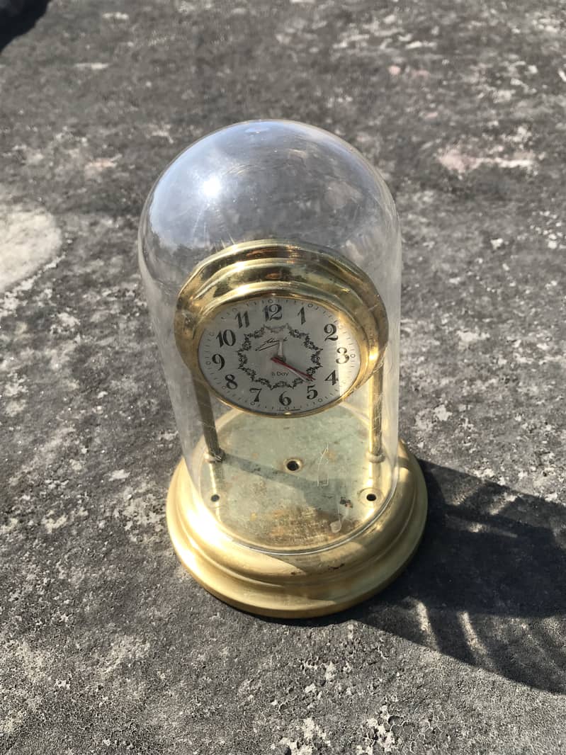 Antique Vintage Table Clocks Old Wooden Brass 2