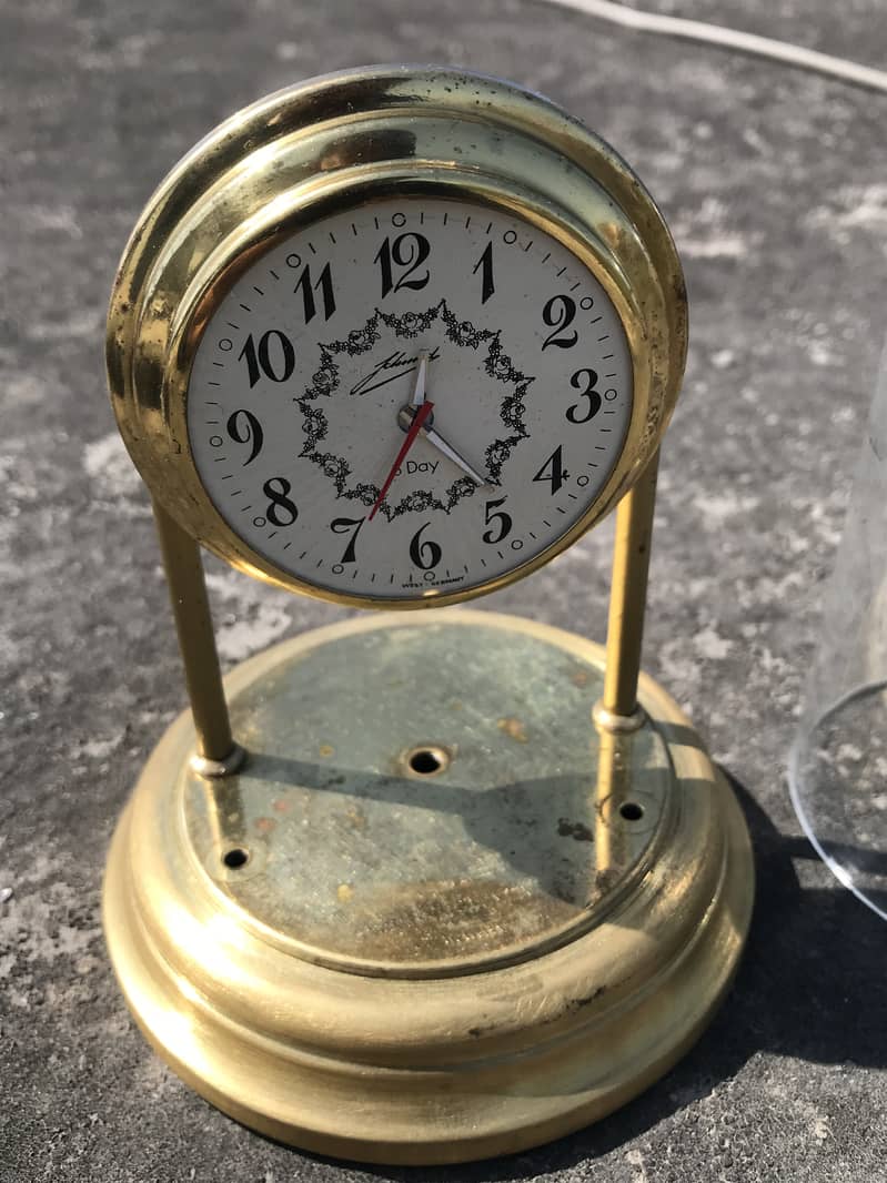 Antique Vintage Table Clocks Old Wooden Brass 3