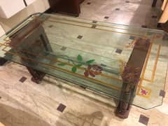 wooden table with glass