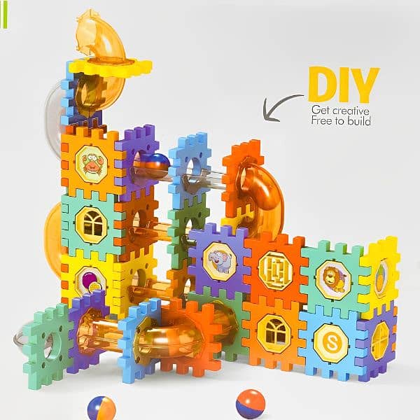 125Pcs DIY Creative Pipeline Rolling Ball Building Blocks Marble 4