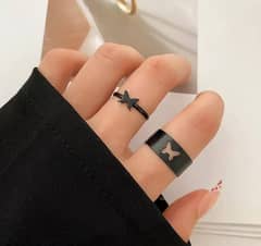 2 Pcs Trendy Couple Butterfly Rings