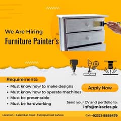 Painter required for furniture factory