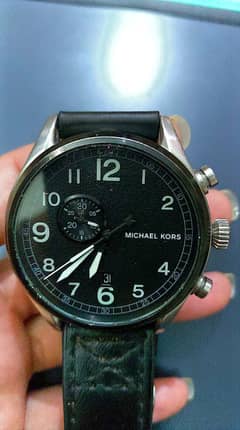 Michael Kors Hanger Black Dial Leather Men's Watch (Model: MK7068) 0