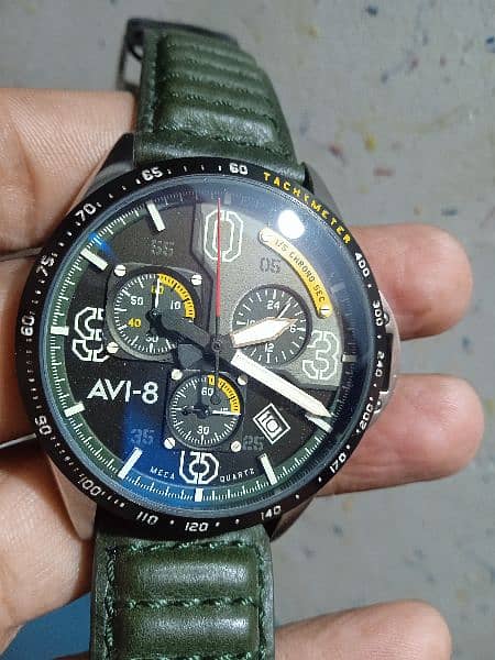 AVI-8  Ref. AV-4077 MUSTANG  Quartz Chronograph  Army Green Color 42mm 0