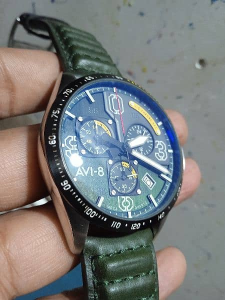 AVI-8  Ref. AV-4077 MUSTANG  Quartz Chronograph  Army Green Color 42mm 1