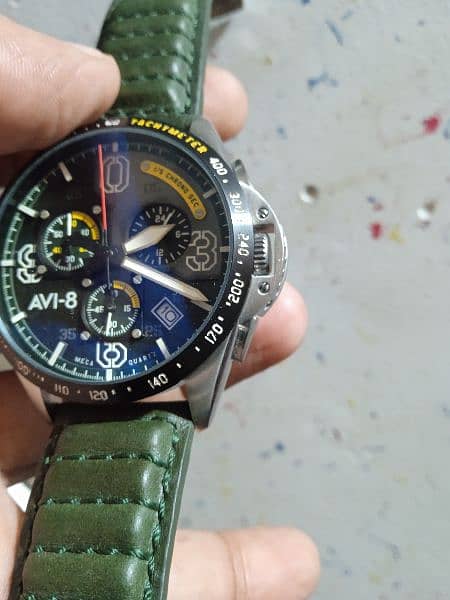 AVI-8  Ref. AV-4077 MUSTANG  Quartz Chronograph  Army Green Color 42mm 3