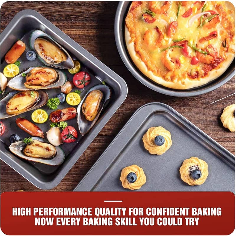 Baking Pans Sets, Nonstick Bakeware Round/Square Cake Pan, Loaf 4