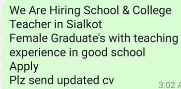 hiring school & college teacher